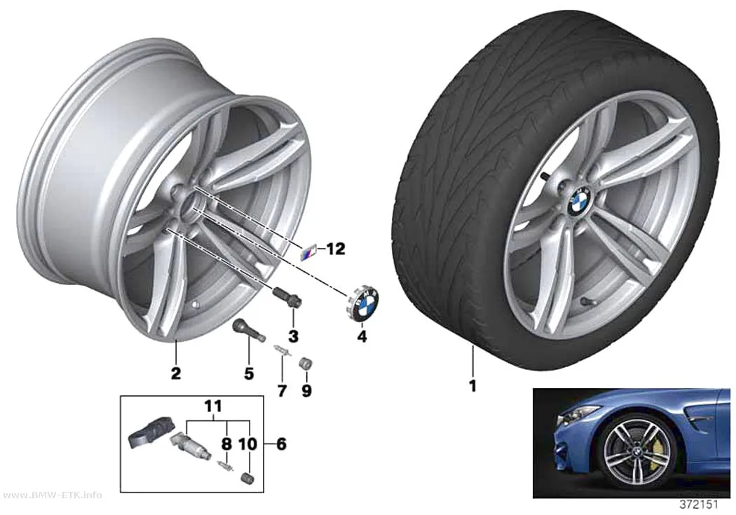 Šema: BMW aluminijumska felna, M dvostruki krakovi 437M - 19"