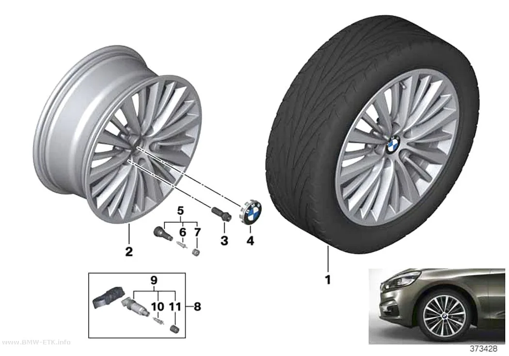 Šema: BMW aluminijumska felna, višestruki krakovi 481 - 17"