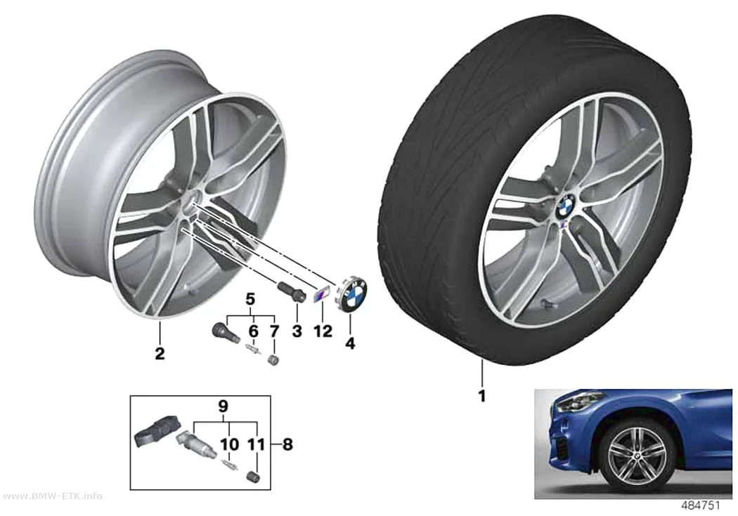 Šema: BMW aluminijumska felna M dvostruki krakovi 570M - 18"