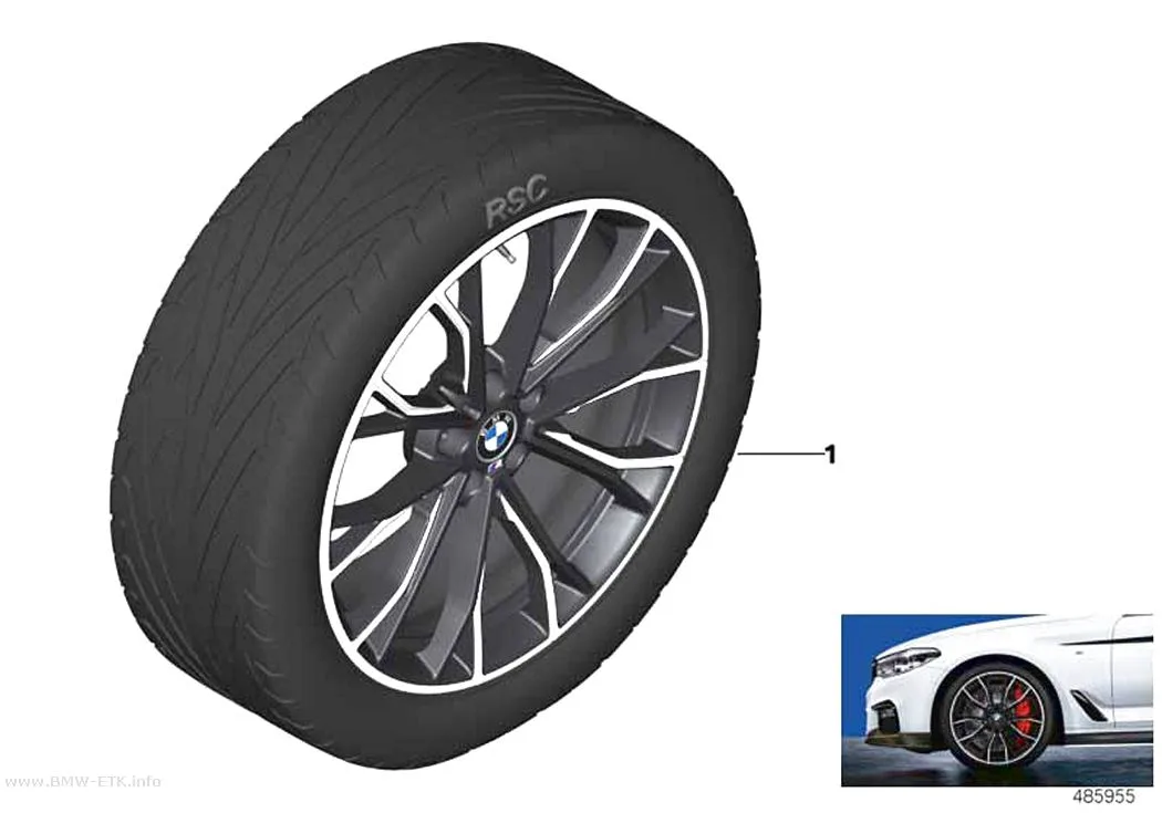 Šema: BMW aluminijumska felna M Perf. sa dvostrukim krakovima 669M - 20"