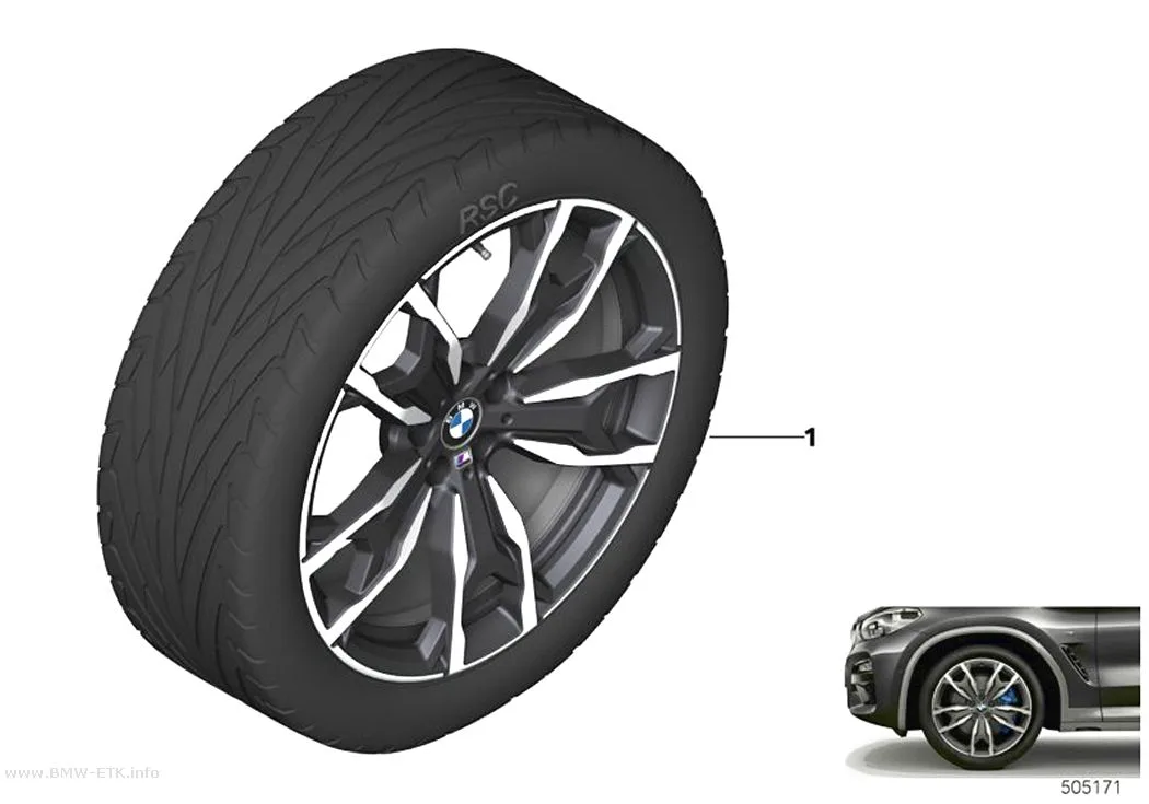 Šema: BMW aluminijumska felna M dvostruki krakovi 787M - 20"