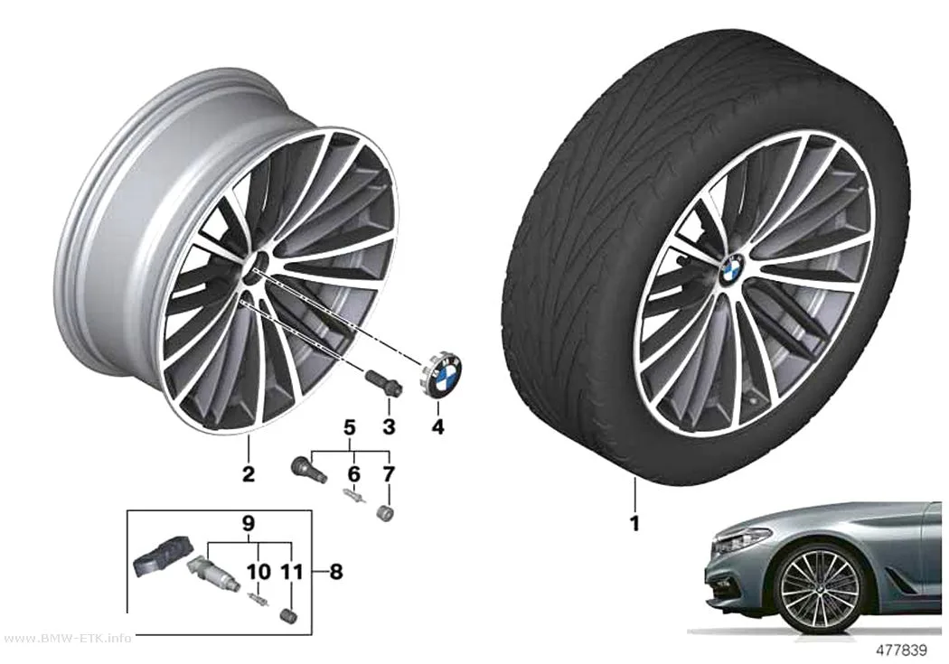 Šema: BMW aluminijumska felna sa V-krakovima 635 - 19"