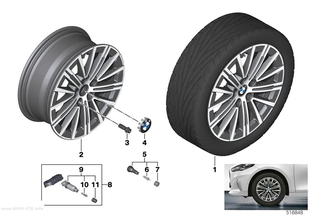 Šema: BMW aluminijumska felna, V-krakovi 833 - 17"
