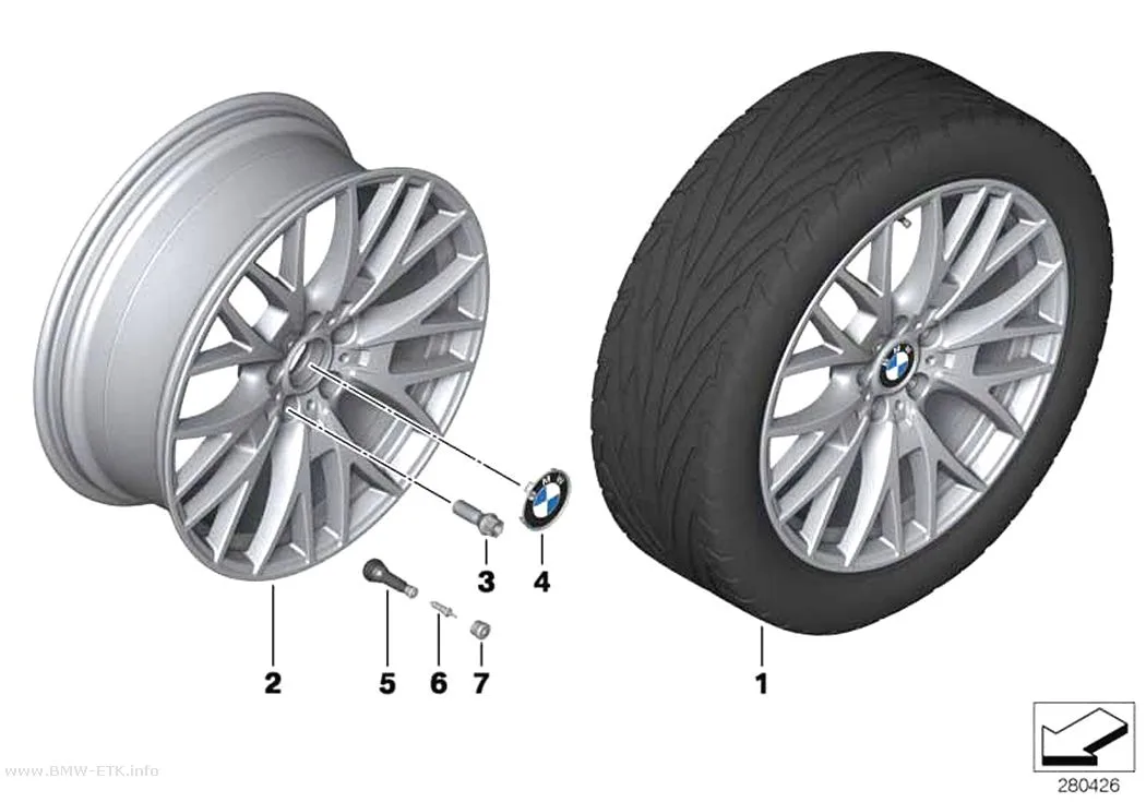 Šema: BMW aluminijumska felna, ukršteni krakovi 404 - 20"