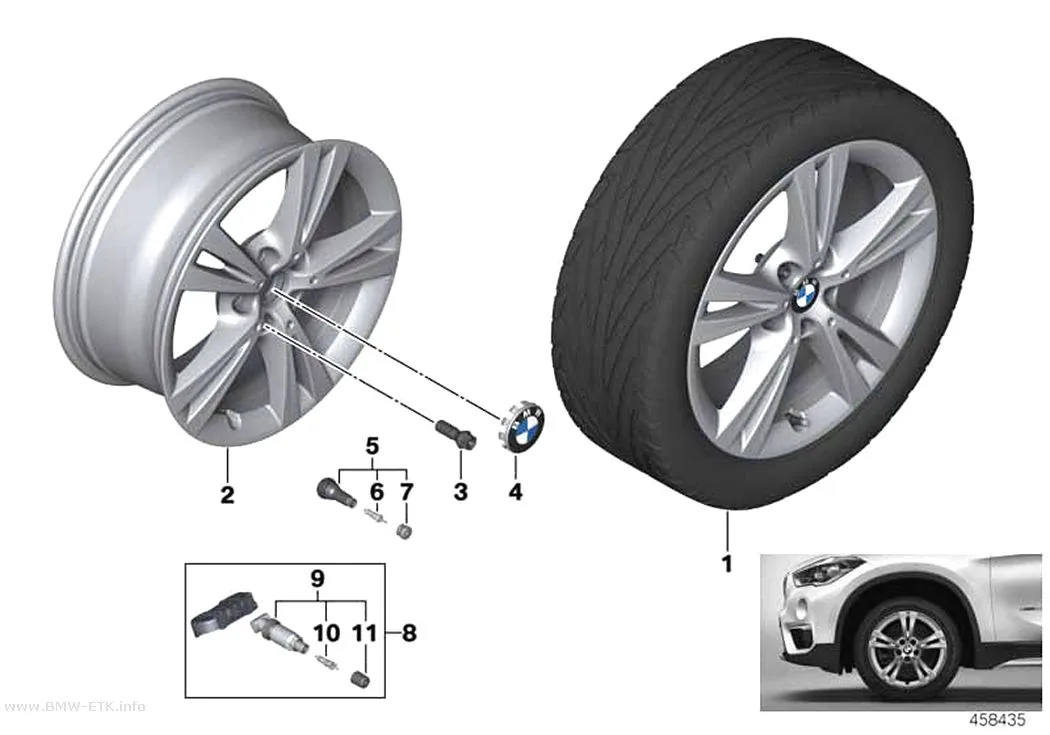 Šema: BMW aluminijumska felna, dvostruki krakovi 385 - 17"
