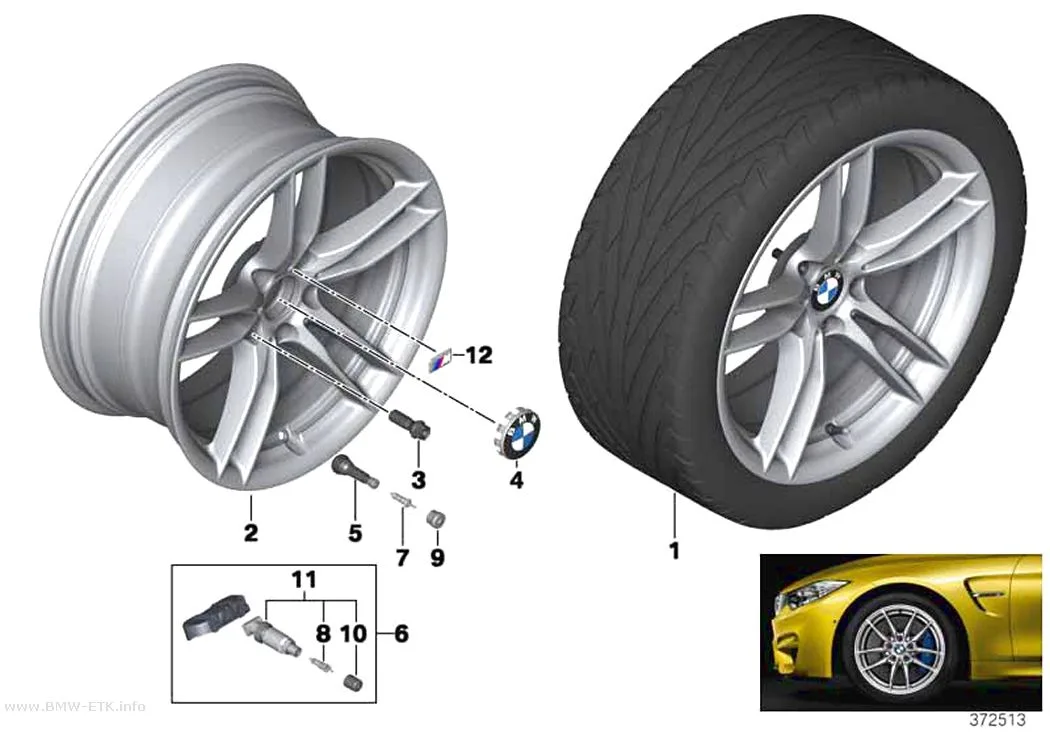 Šema: BMW aluminijumska felna, V-krakovi 641M - 19"