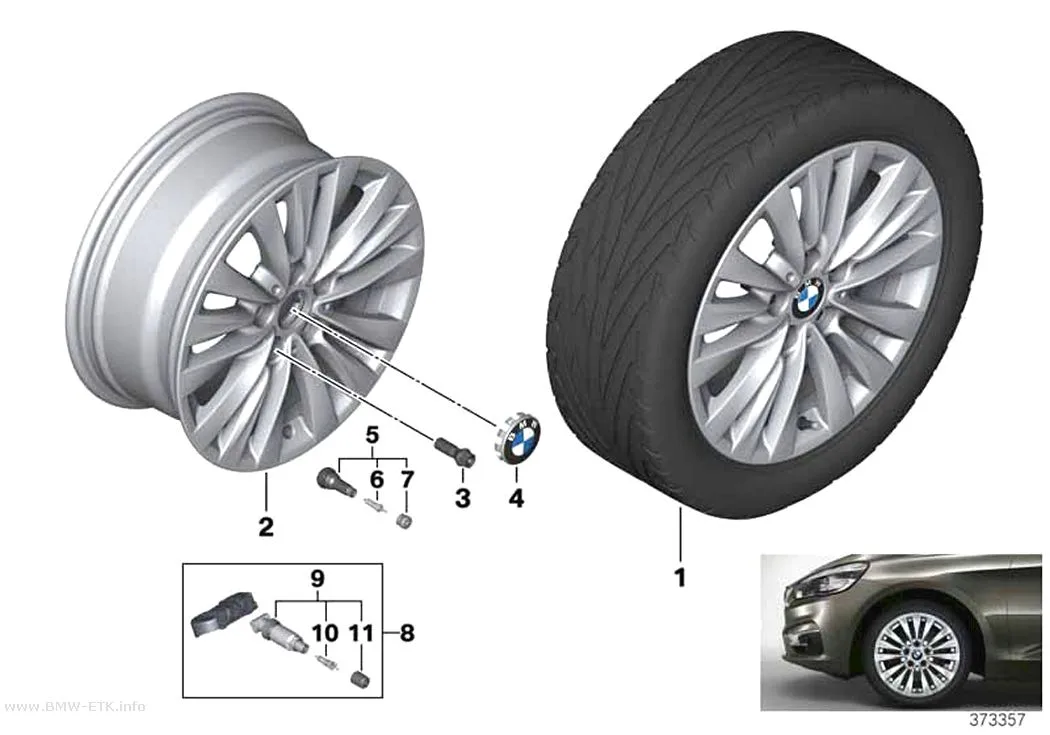 Šema: BMW aluminijumska felna, višestruki krakovi 475 - 16"