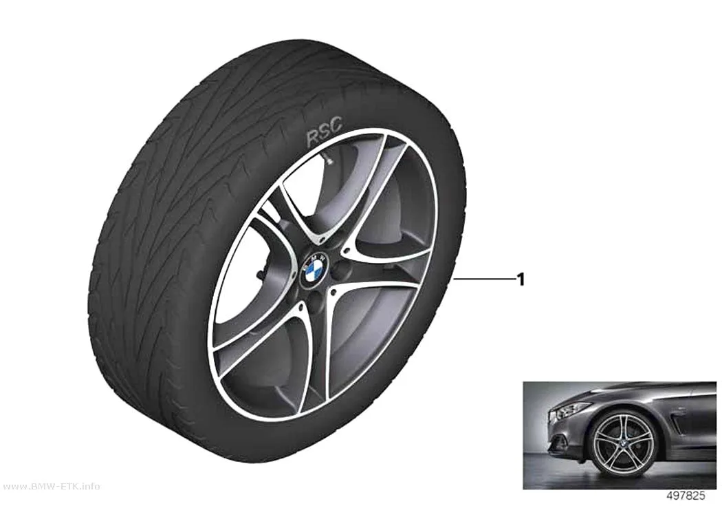 Šema: BMW aluminijumska felna, dvostruki krakovi 361 - 18"