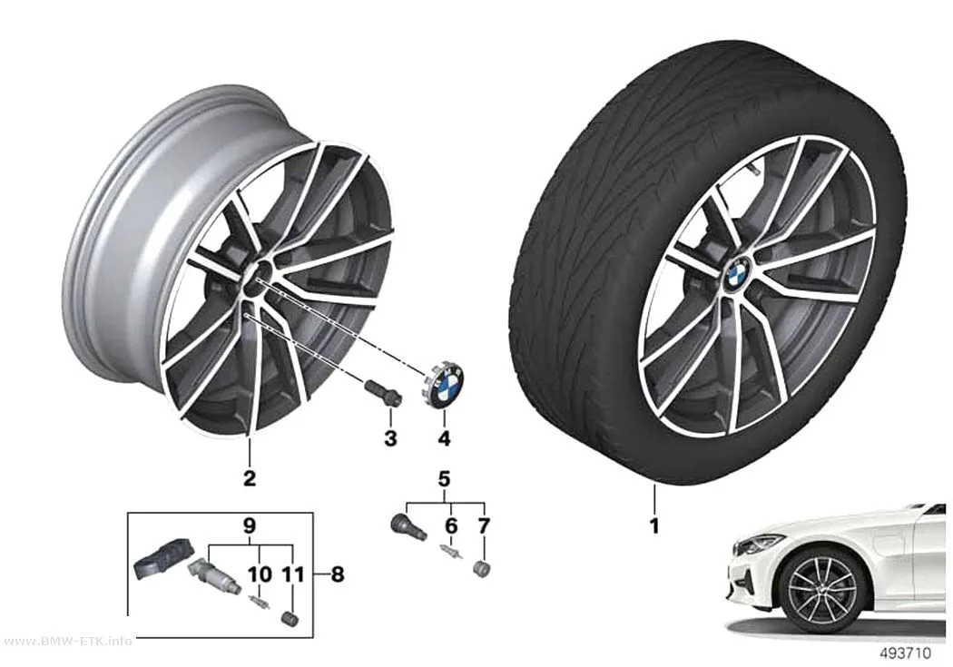 Šema: BMW aluminijumska felna, V-krakovi 780 - 18"