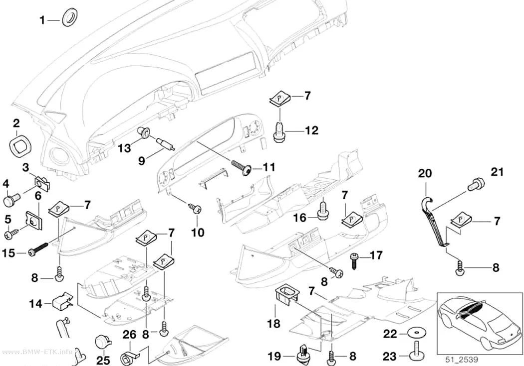 Šema: Montažni delovi instrument table