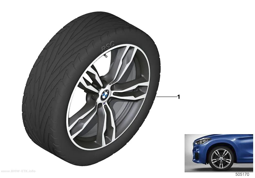 Šema: BMW aluminijumska felna M dvostruki krakovi 572M - 19"
