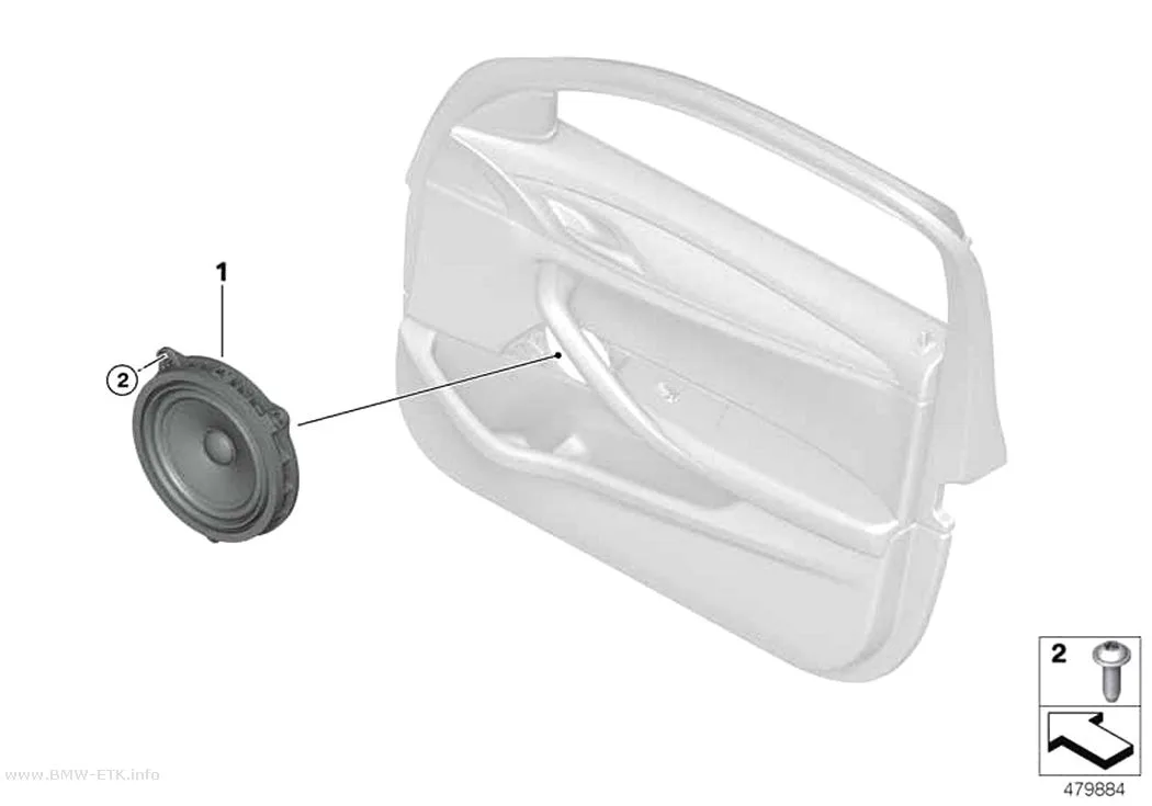 Šema: Pojedinačni delovi stereo sistema prednjih vrata