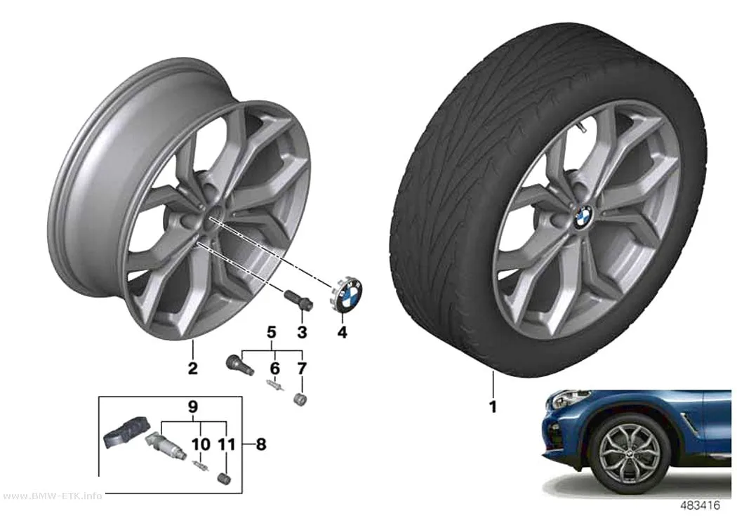Šema: BMW aluminijumska felna Y-krakovi 694 - 19"