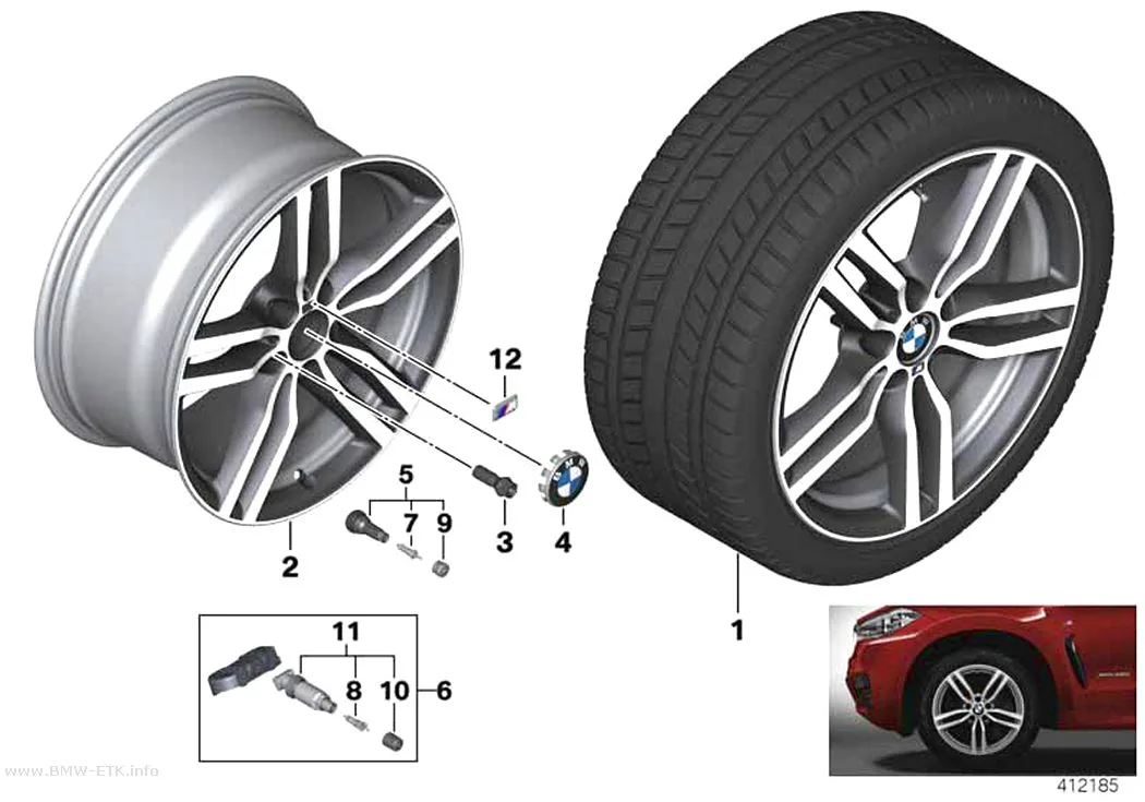 Šema: BMW aluminijumska felna, M dvostruki krakovi 623 - 19"