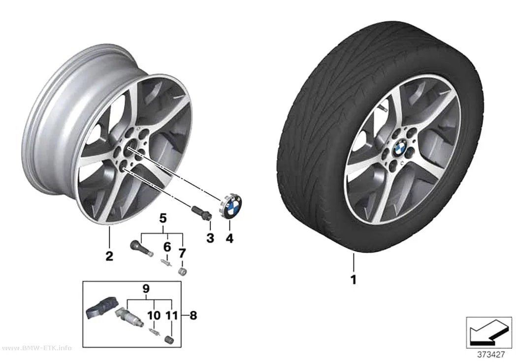 Šema: BMW aluminijumska felna, Y-krakovi 480 - 17"