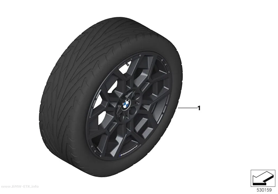 Šema: BMW aluminijumska felna M Performance, zvezdasti krakovi 880M - 18"