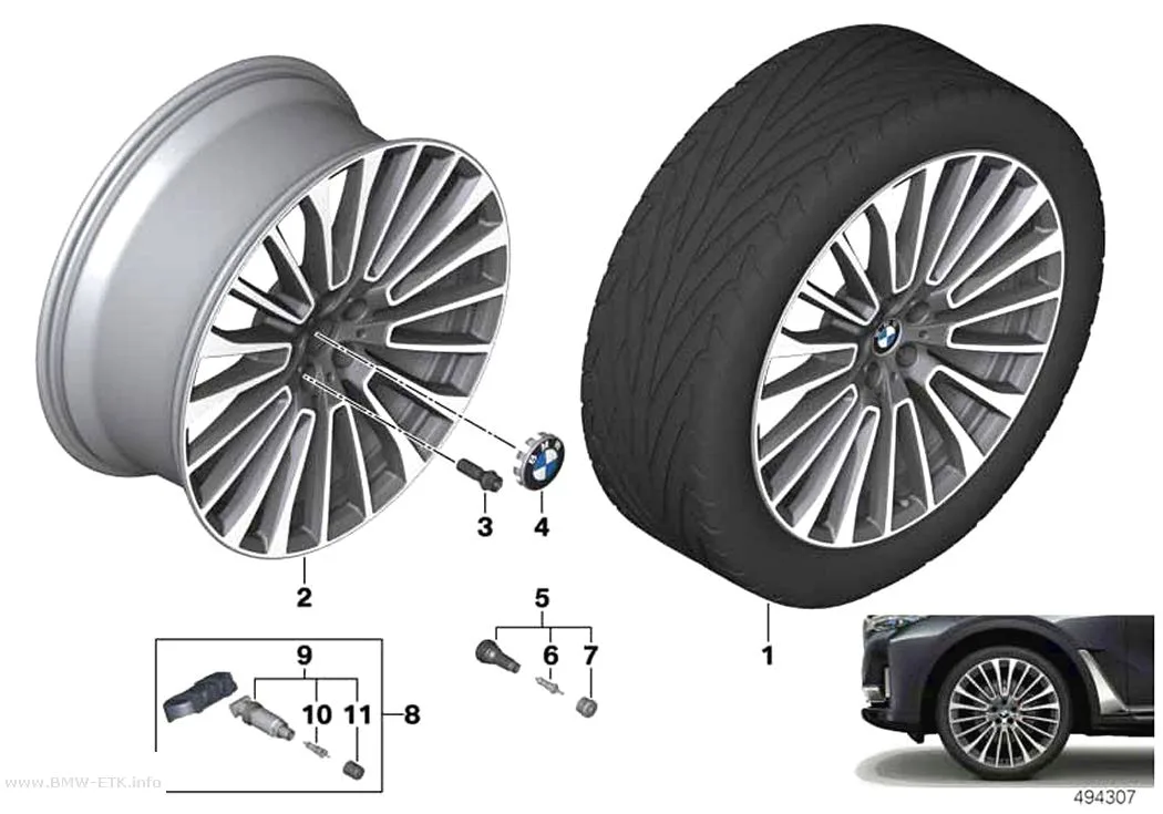 Šema: BMW aluminijumska felna, zvezdasti krakovi 757 - 22"