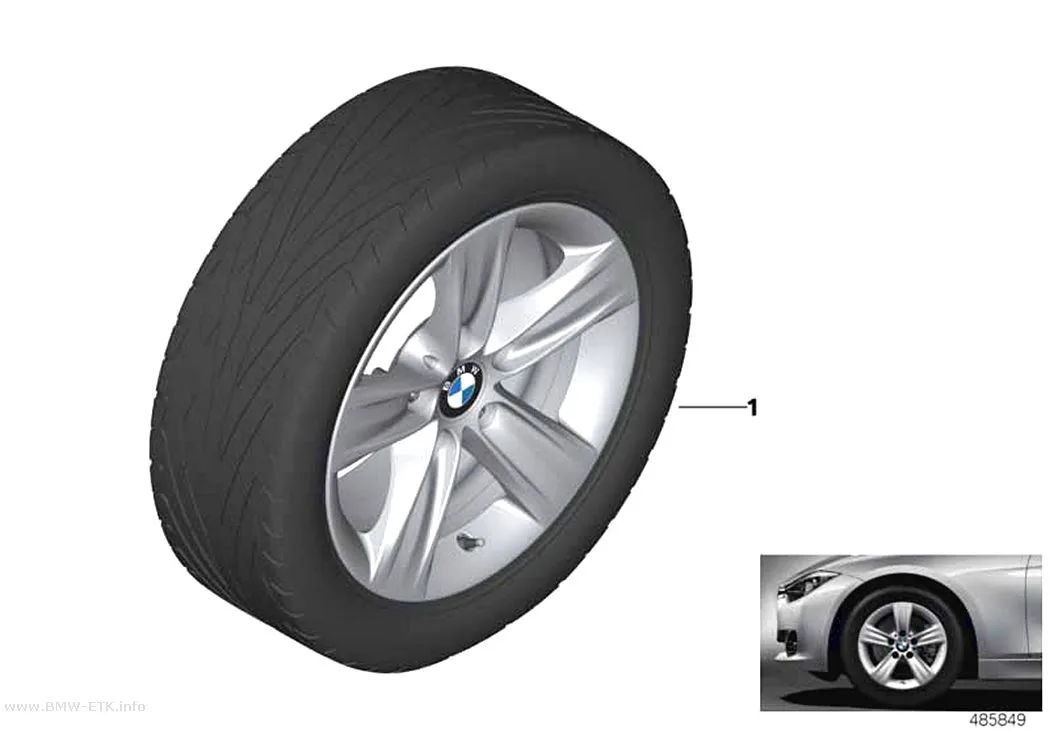 Šema: BMW aluminijumska felna, zvezdasti krakovi 391 - 16"