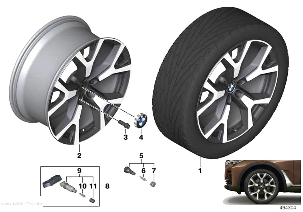 Šema: BMW aluminijumska felna, zvezdasti krakovi 752 - 21"