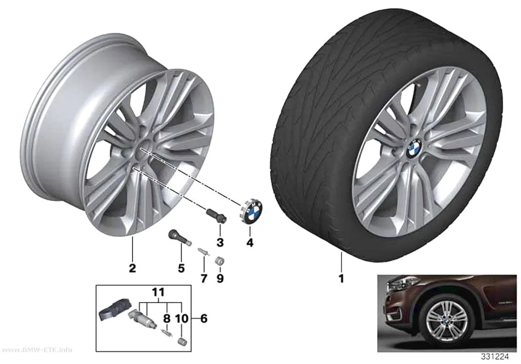Šema: BMW aluminijumska felna, W-krakovi 447 - 19"