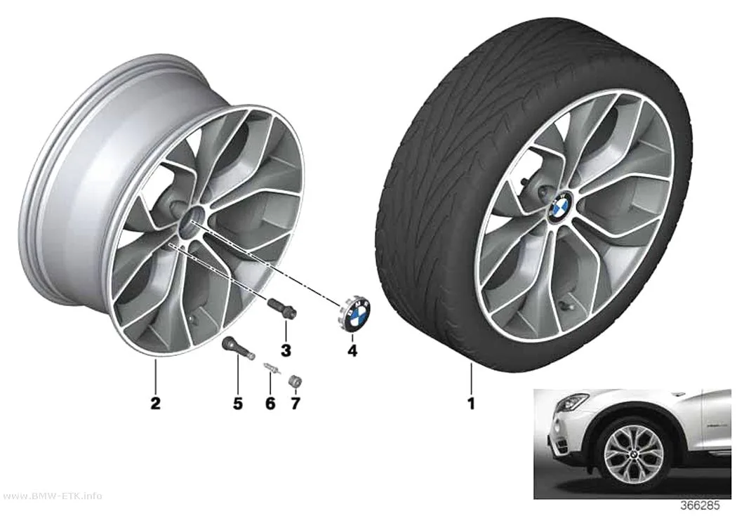 Šema: BMW aluminijumska felna, Y-krakovi 608 - 19''