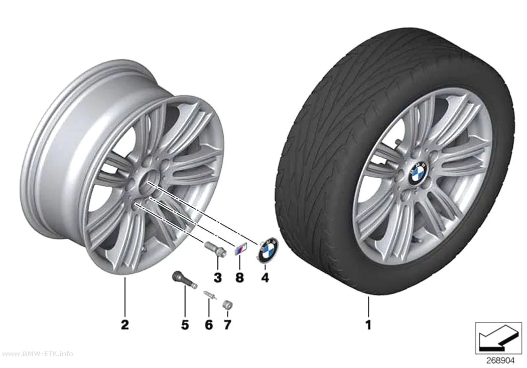 Šema: BMW aluminijumska felna M sa zvezdastim krakovima 383 - 17"