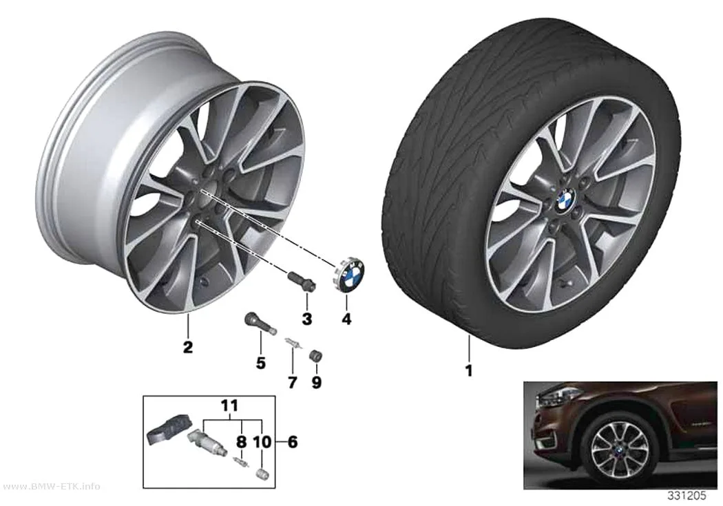 Šema: BMW aluminijumska felna, zvezdasti krakovi 449 - 19"