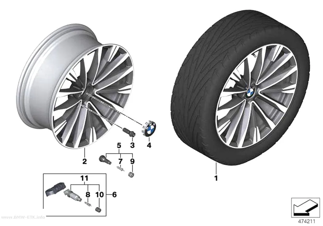 Šema: BMW aluminijumska felna, dvostruki krakovi 674 - 19"