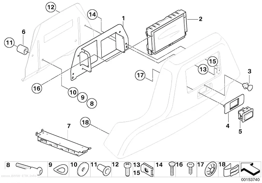 Šema: Individual montažni delovi, Rear Seat Infotainment