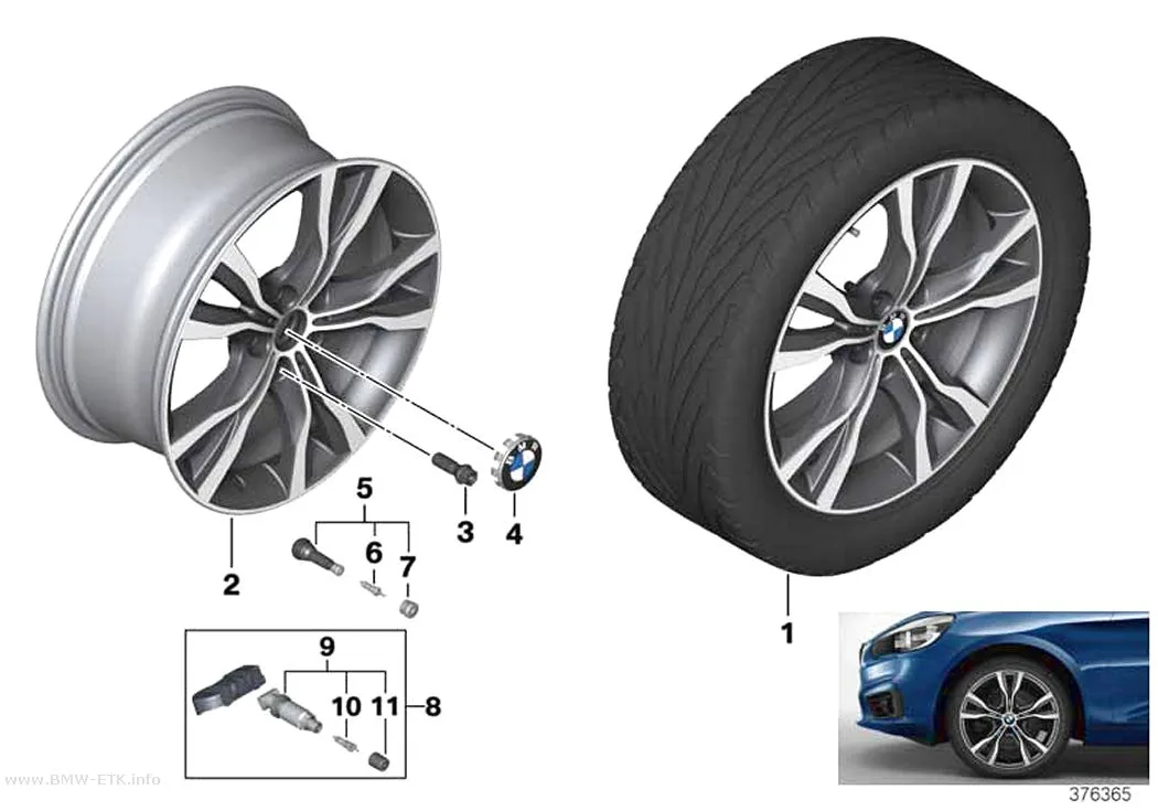 Šema: BMW aluminijumska felna, Y-krakovi 484 - 18"