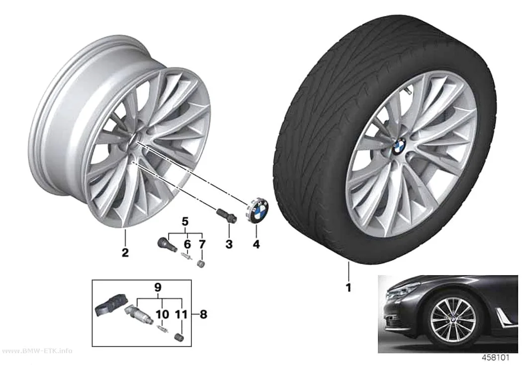 Šema: BMW aluminijumska felna, W-krakovi 643 - 18"