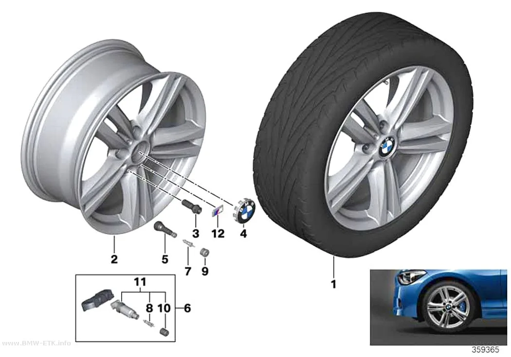 Šema: BMW aluminijumska felna M sa zvezdastim krakovima 386 - 18"