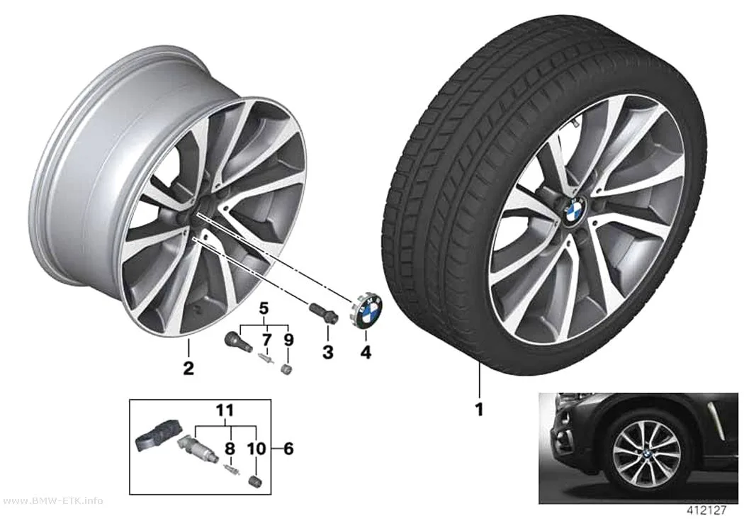 Šema: BMW aluminijumska felna, V-krakovi 595 - 19"