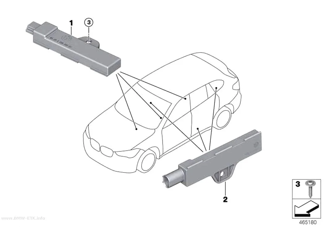 Šema: Pojedinačni delovi antene sistema Comfort Access