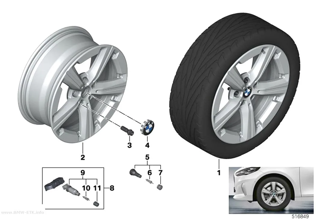 Šema: BMW aluminijumska felna, zvezdasti krakovi 875 - 17"