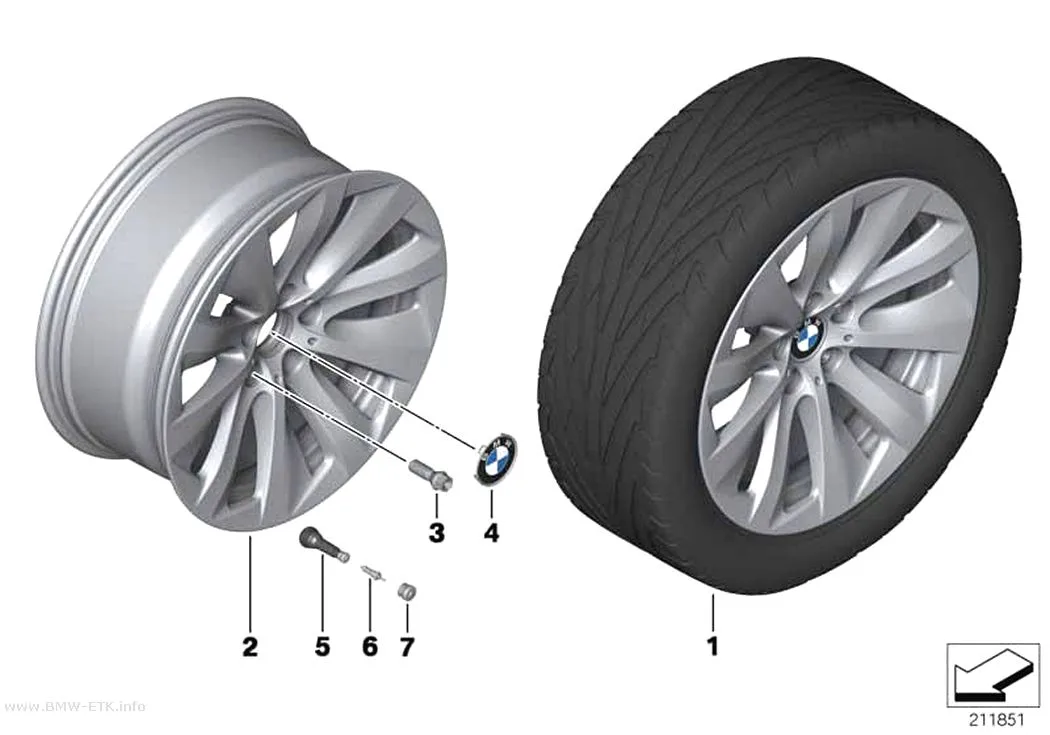 Šema: BMW aluminijumska felna Streamline 357