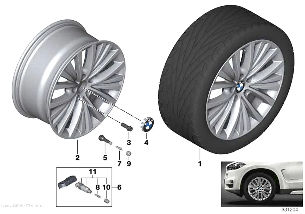 Šema: BMW aluminijumska felna, višestruki krakovi 448 - 19"