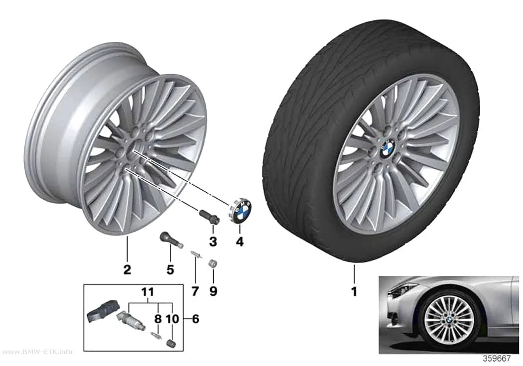 Šema: BMW aluminijumska felna, višestruki krakovi 416 - 18"