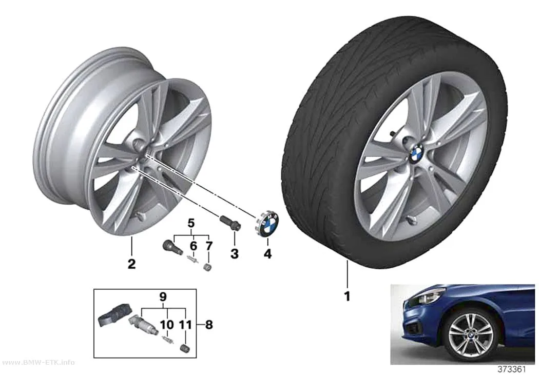 Šema: BMW aluminijumska felna, dvostruki krakovi 385 - 17"