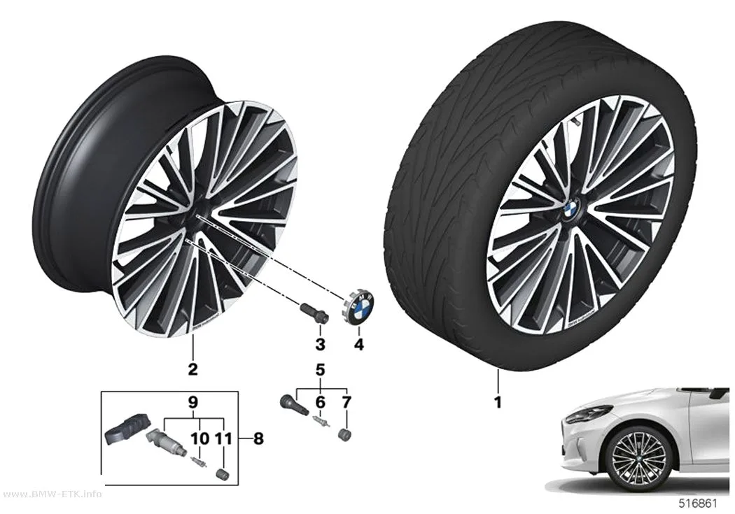 Šema: BMW aluminijumska felna, višestruki krakovi 839I - 19"