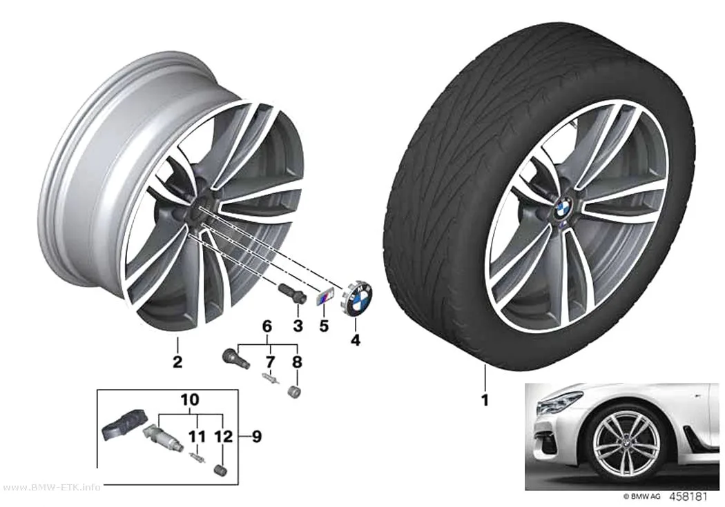 Šema: BMW aluminijumska felna dvostruki krakovi 647M - 19"