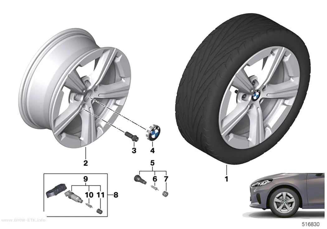 Šema: BMW aluminijumska felna, zvezdasti krakovi 832 - 17"