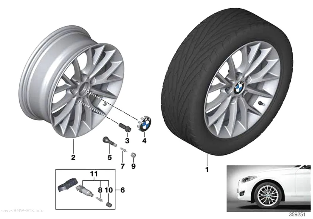 Šema: BMW aluminijumska felna sa Y-krakovima 380