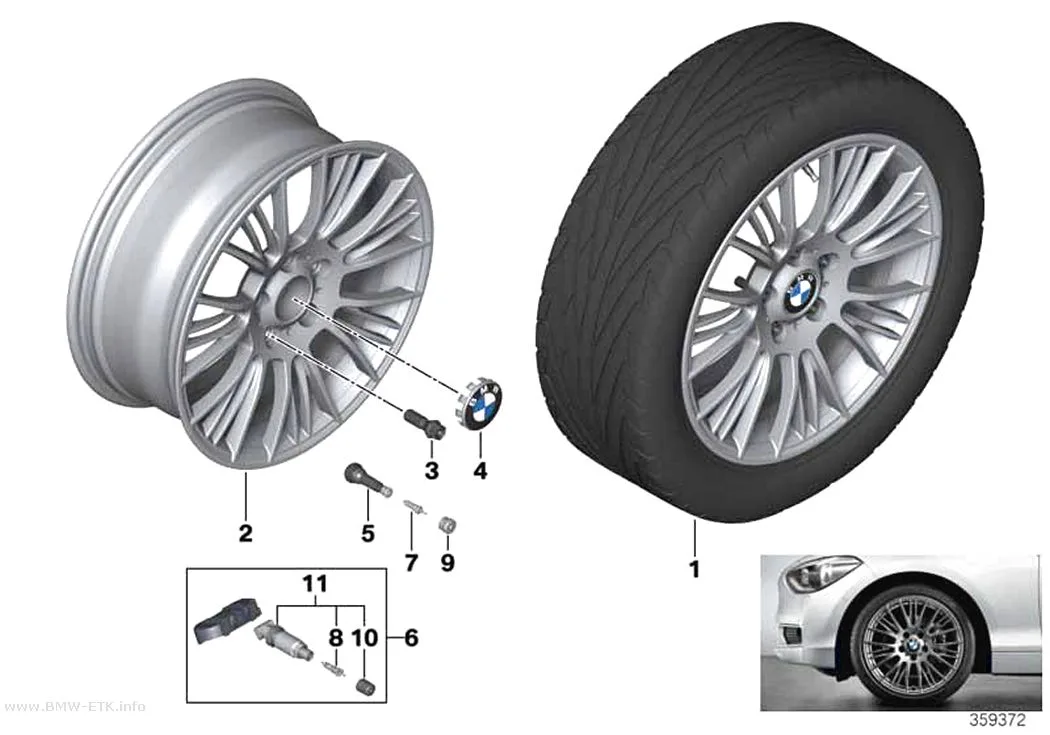 Šema: BMW aluminijumska felna sa radijalnim krakovima 388 - 18"