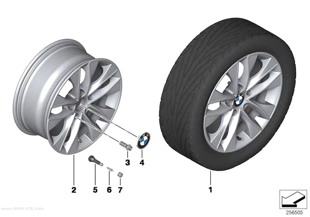 Šema: BMW aluminijumska felna sa V-krakovima 412