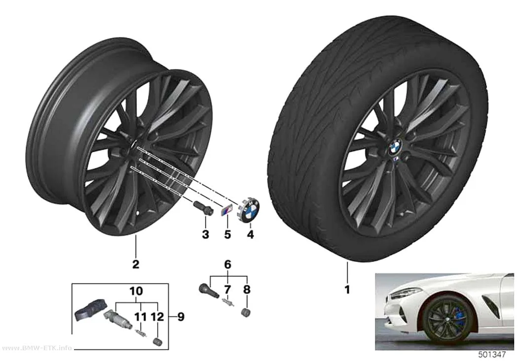Šema: BMW aluminijumska felna M sa dvostrukim krakovima 786M - 19"