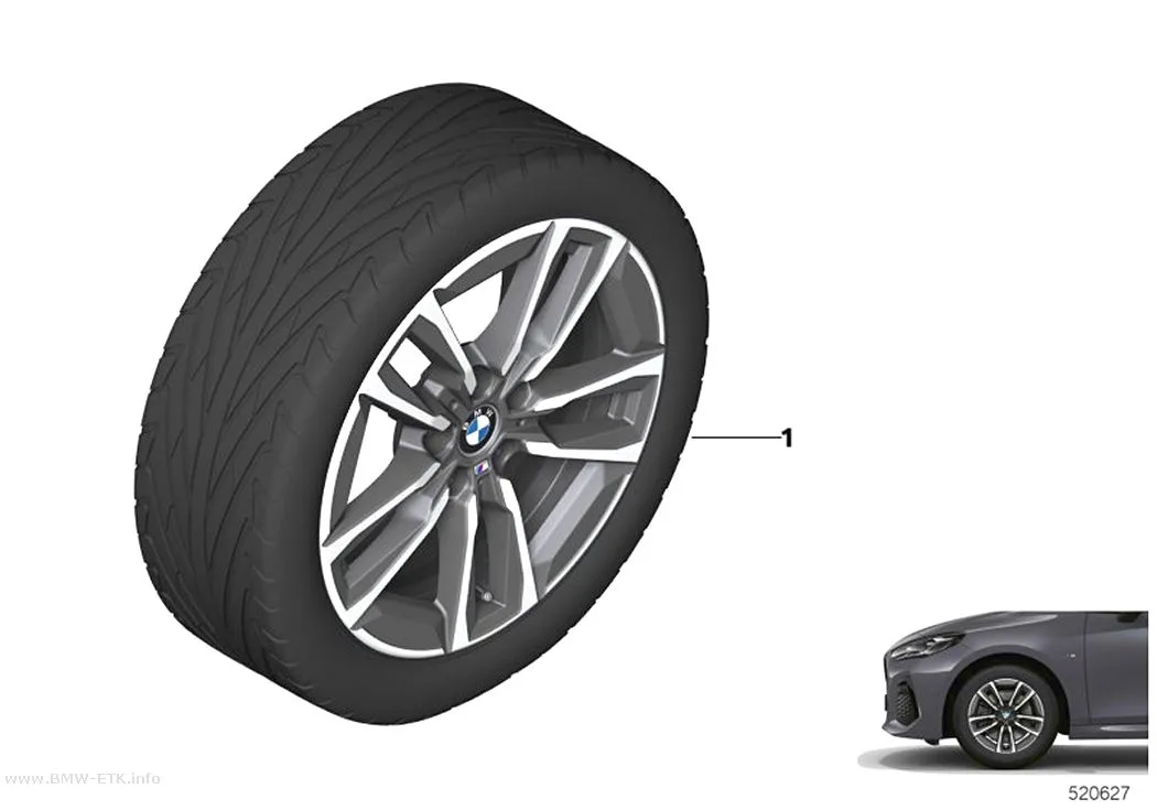 Šema: BMW aluminijumska felna M, dvostruki krakovi 834M - 17"