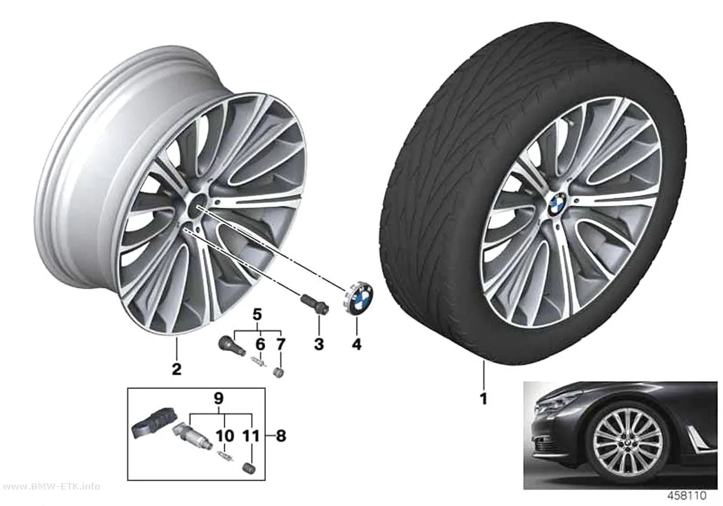 Šema: BMW aluminijumska felna V-krakovi 628 - 20"