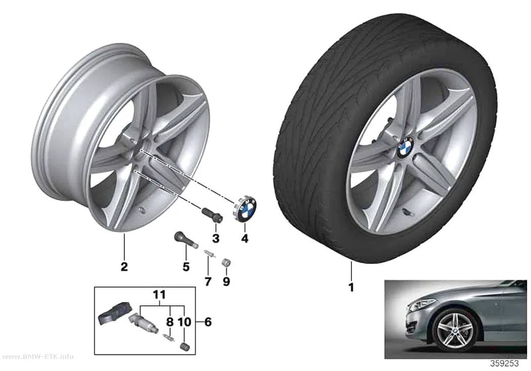 Šema: BMW aluminijumska felna sa zvezdastim krakovima 379