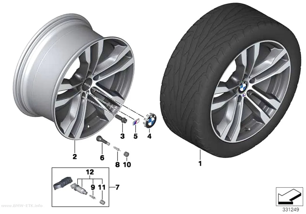 Šema: BMW aluminijumska felna, dvostruki krakovi 468M - 20"
